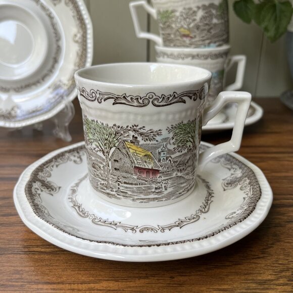 Shakespeare's Sonets Kensington Anne Hathaway 4 Ironstone Pair Cups & Saucers - Picture 2 of 16